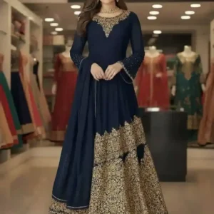 রেডিমেড জর্জেট এমব্রয়ডারি পার্টি ড্রেস